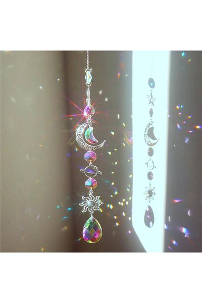 Choice A 882 1 Pc Galaxy Star Moon Crystal Wind Chime Pendant For Home Decor Outdoor Garden Suncatcher Holi