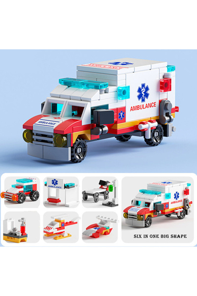 Choice1 opp bag 122pcs 6in1 NEW Ambulance Escort Car Helicopter Paramedic Doctor Mini Loader Truck Classic M