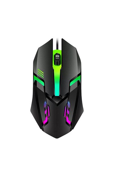 Choice ماوس ألعاب سلكي أسود اللون من Itly M01 بإضاءة خلفية LED رياضية ومنفذ USB لأجهزة الكمبيوتر المكتبية والكمبيوتر المحمول والمكتب