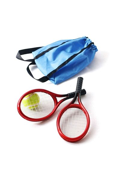 Choice - 4pcs/set Doll Tennis Racket Kits Miniature Racquet Ball Bag 1/6 1/12 Sport Equipment Set Dollhous.