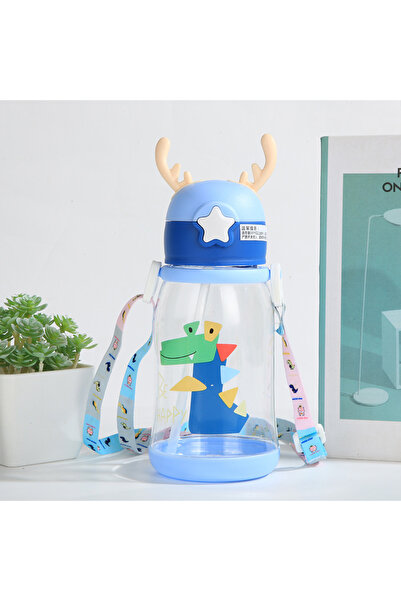 Choice 1pc Blue 600ml 1pc 600ml Kids Water Sippy Cup Antler Creative Cartoon Baby Cups with Straws Leakproo
