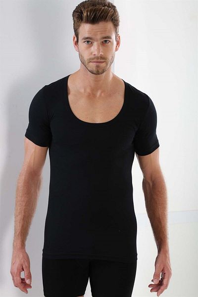 Arma Yıldız Men's Slim Fit Black T-shirt - 100% Cotton, Crew Neck, Short Sleeve Undershirt