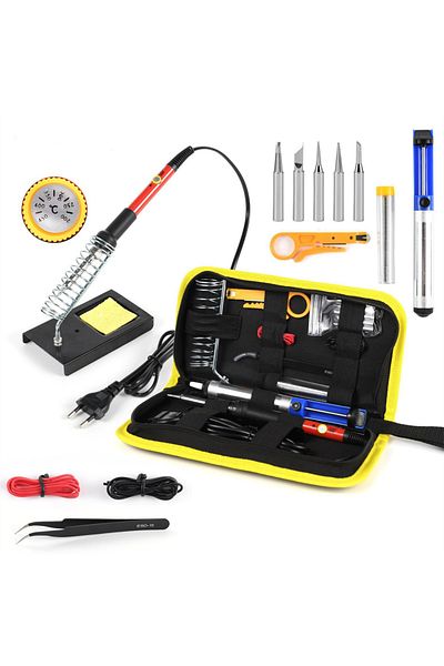 Choice 220V 60W Soldering Iron Kit Adjustable Temperature 15 in 1 Tool Set With Soldering Iron EU Plug