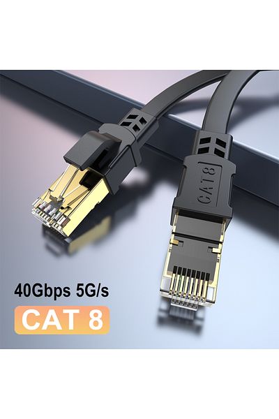 Choice كابل إيثرنت مسطح Cat8 بطول 15 مترًا بسرعة 40 جيجابت في الثانية وسرعة 2000 ميجاهرتز وشبكة Rj45 Cat8 بطول 10 أمتار