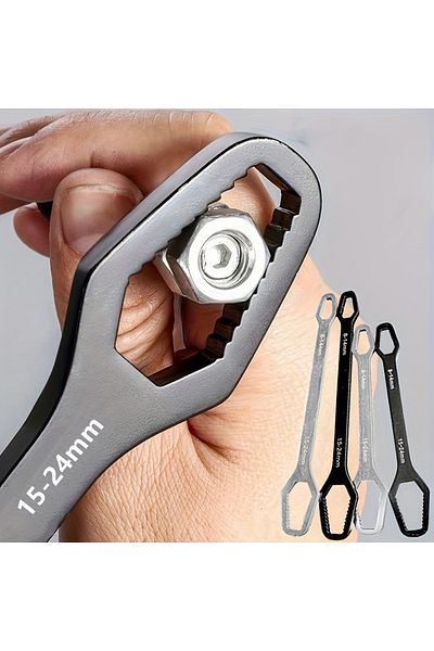 Choice Black 1pc Universal Double Ended Wrench, Self-tightening 3-17mm Screw Nuts Repair Wrench, Double-hea