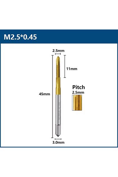 Choice M2.5x0.45 Xcan Hss Titanium Coated Screw Tap Drill Bit Metric Straight Flute Thread Tap Hand Tools M