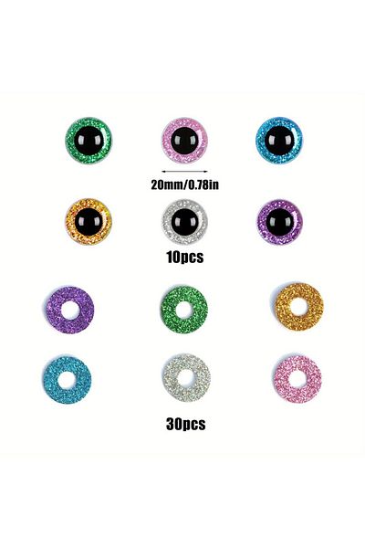 Choice 20mm(40PCS) Sparkling Safety Eyes, 14-30mm Plastic Eyes For Stuffed Animal Toy Puppets, Woven Eyes F