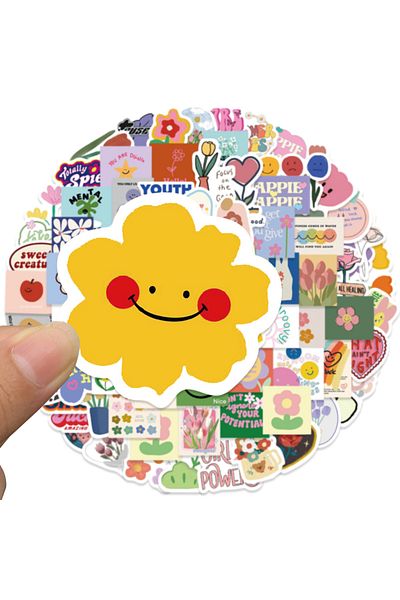 Choice 90pcs-random 90pcs Cute Smile Flower Stickers Cartoon Motivational Stickers For School Teacher Kids