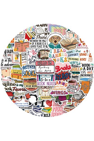 Choice 50pcs 50pcsbook Reading Stickers For Notebook Diary Motorcycle Skateboard Computer Decal Cartoon Lug