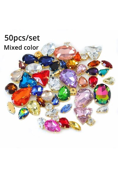 Choice Mix colors-50pcs 50pcs/set Water Drop Round Multi-shapes Claw Drill Po...
