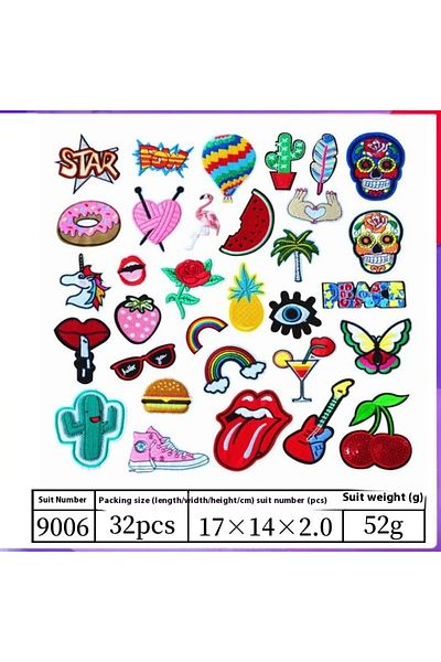 Choice 32pcs Cartoon Fruit Patches For Clothing Thermoadhesive Patches Cute Animal Patch Iron On Embroidery