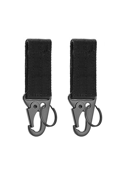 Choice 2pcs Black 2pcs Tactical Hanging Buckle Molle Nylon Webbing Carabiner Belt Triangle Keychain For Out