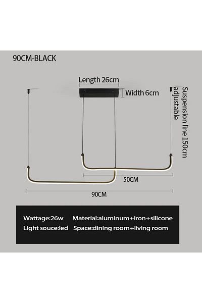 FRPY 3 Colors Black-90cm Modern Chandeliers Aluminum Dining Room Led Pendant Lamps Home Décor Bedroom Stu