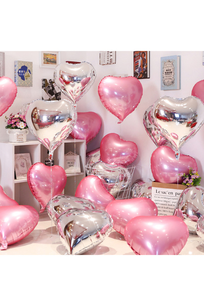 Choice 10 بالونات فويل على شكل قلوب وردية فضية مقاس 18 بوصة، باللونين الذهبي ...