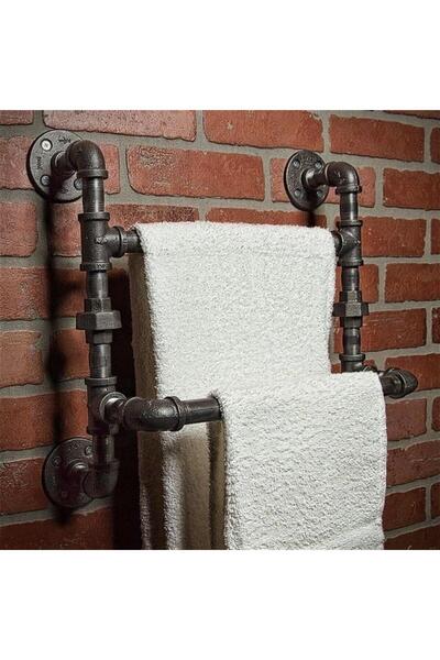 RAMDET Endüstriyel Vintage Borulardan Rustik Havluluk Havlu Askılığı