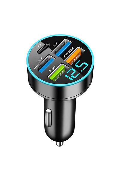 MSALIŞVERİŞ MS ALIŞVERİŞ Araba Şarj Cihazı 5 Port USB Süper Hızlı Şarj Akıllı Telefon Şarjı
