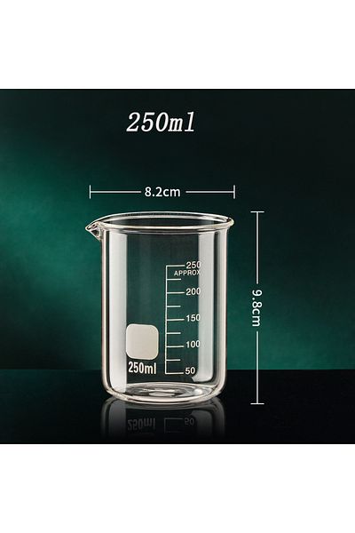 Choice 50-1000ml 250ml High Borosilicate Glass Measuring Cup Clear Scale Cup Laboratory Beaker Kitchen Baki