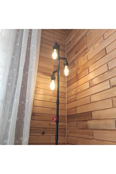 NAKRES 3 lü Endüstriyel Retro Lambader Vintage Borulardan Rustik Köşe Aydınlatma Lambası Ayaklı Lamba