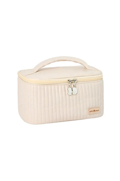 Choice Beige Makeup Bags for Women Travel Toiletry Cute Cases Bag Portable Solid Color Makeup Organizer Box