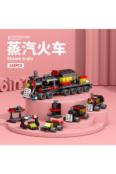 Choice No Box 118pcs New Diy 6in1 Train Track Robot Helicopter Vehicle Building Blocks Kit Girls Bricks Mov