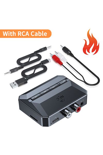 Choice V5.3 With Rca Cable Nfc Bluetooth 5.3 Audio Receiver 3.5mm Aux Rca Usb U-disk/tf Hifi Stereo Music W