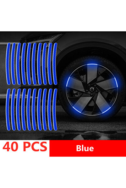Choice 40Pcs Blue 40Pcs Car Motorcycle Wheel Reflective Strips Colorful Hub S...