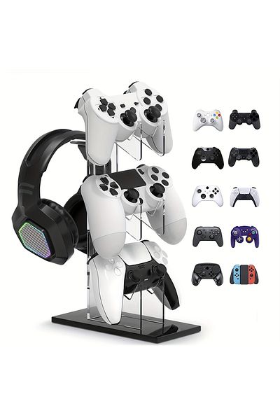 Choice Black Universal 3-layer Controller Holder And Headphone Holder Game Accessories For Ps5 Ps4 Storage