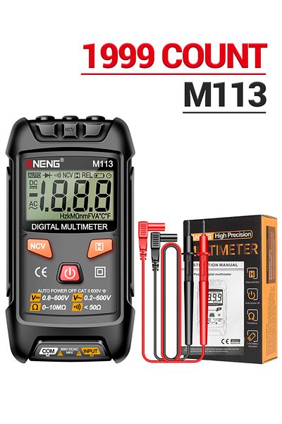 ANENG M113 Black ANENG M113 Mini Digital Multimeter AC/DC Voltage Meter 1999 Counts Multimetro Ohm NCV Ele