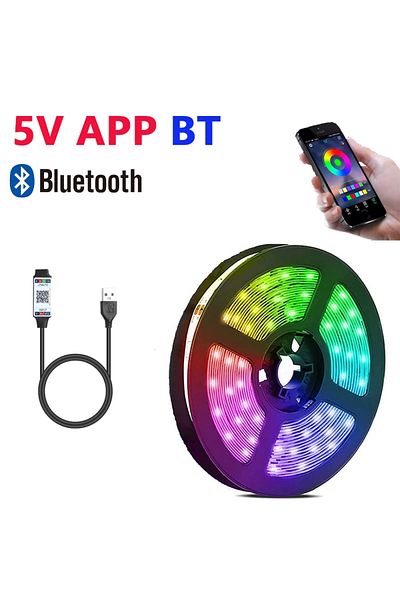 Choice Medium 4m Colorful 5050 Rgb Background Atmosphere Light Strips Color Bluetooth 5v Light Set Tv Bedsi