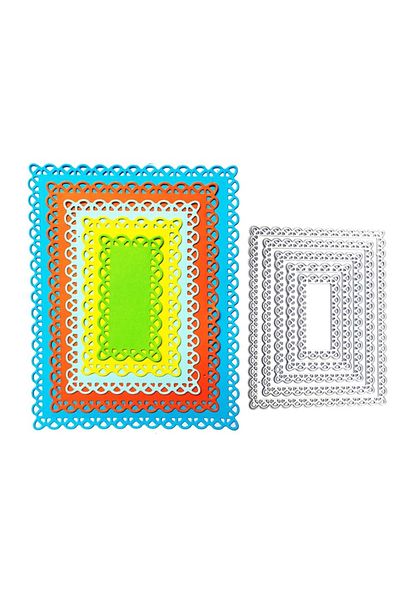 Choice 5pcs Laced Rectangle Frame Set Metal Cutting Dies For Scrapbooking Diy Photo Album Card Making De...