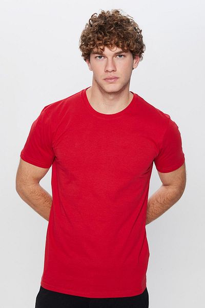 Tudors Unisex Slim Fit Slim Fit 100% Cotton Soft Textured Red Crew Neck T-Shirt