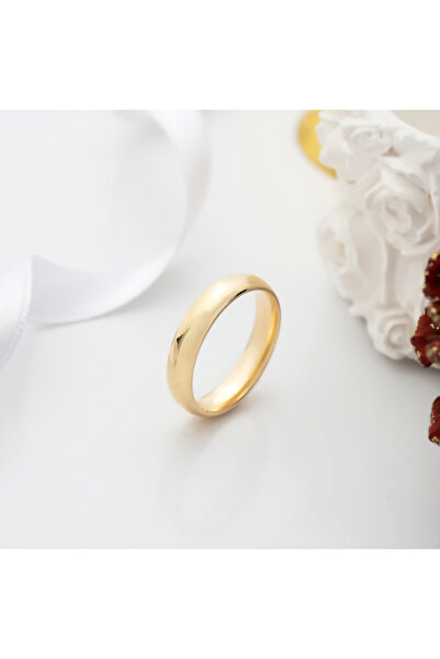 Ersöz Kuyumculuk 14 AYAR Klasik Altın Alyans-İçi Dolu-Bombeli-4mm