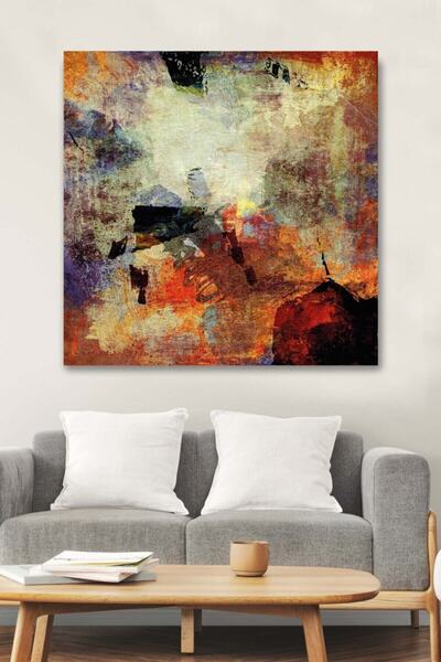 KanvasSepeti Forme abstracte colorate Pictură decorativă în ulei Texturată Pâ...