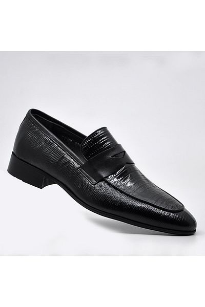 Fosco Black Genuine Leather Men's Casual Shoes - 3180 713 46