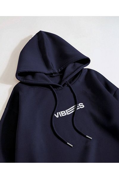 De Carte Унисекс сезонен суитшърт с качулка и щампи Vibeees Street с отворени рамене