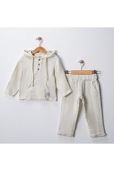 MAXI DRY Hundred Percent Cotton, Comfortable Fit Boys Muslin Fabric Bottom Top Set with Kangaroo Pocket