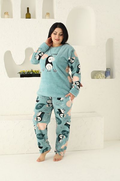 shopshop COPIE - Set de pijamale din lână de pluș pentru femei Well Soft Plus Size-20078