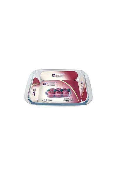AVCI HOME MAKER Rectangular Glass Baking Dish, 0.7 Lt Capacity, 23X14.9 Cm Diameter, 4.8 Cm Height - Clear