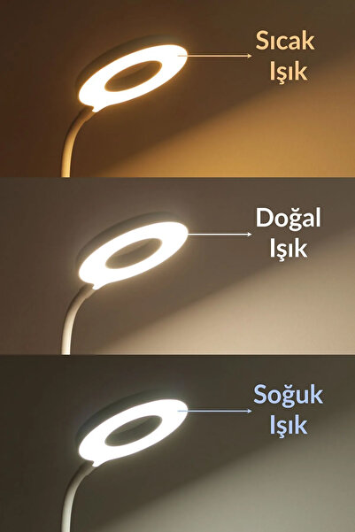 ALASTOR Şarjlı Masa Lambası Dokunmatik 3 Renk 24 Led Telefon Standlı Kademeli Çalışma Okuma Işığı