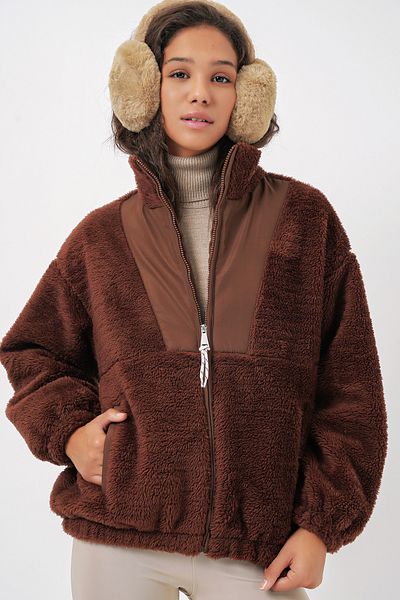 Bigdart 5194 Modell Braune Damen-Plüschmanteljacke