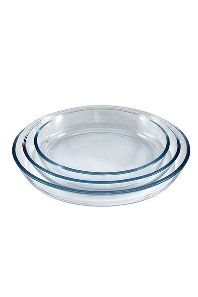 AVCI HOME MAKER 3 Pieces Oval Glass Baking Dish Set 4 Lt + 3.2 Lt + 2.4 Lt Capacity - Clear
