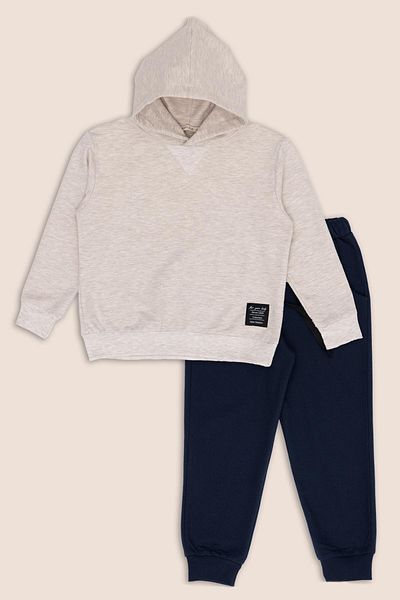 for you kids 2-Piece Stone Navy Blue Hooded Jogger Bottom Top Set