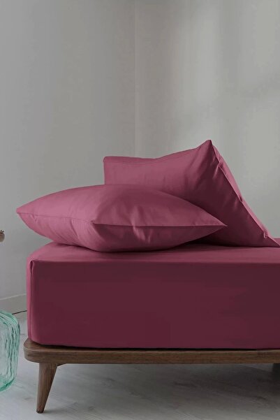 İssimo Home Simply Cherry Rot Cotton Satin Fitted Set 160*200/50*70
