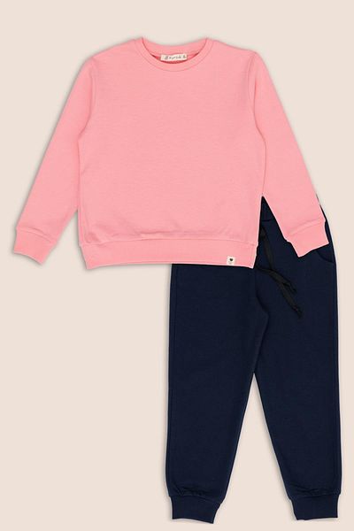 for you kids Set of 2 Pink Navy Blue Sweatshirt Jogger Bottom Top