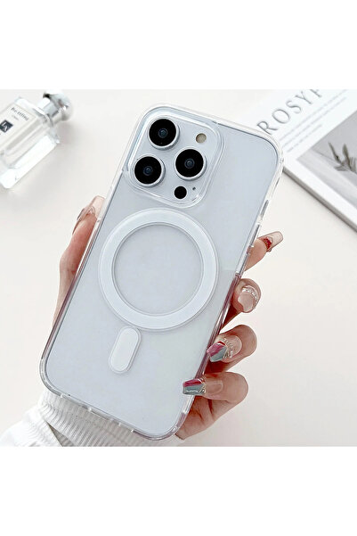 3GEN CASE İphone 15 Pro Uyumlu Magsafe Kablosuz Şarj Destekli Şeffaf Sert Sil...