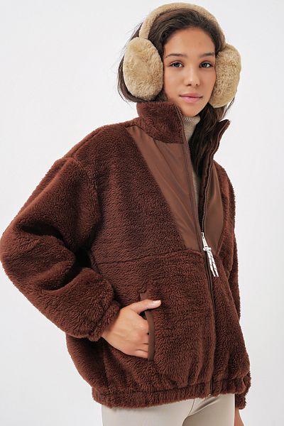 Bigdart 5194 Modell Braune Damen-Plüschmanteljacke