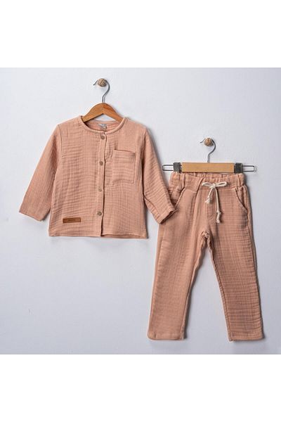 MAXI DRY Hundred Percent Cotton, Comfortable Fit Boys Muslin Fabric Bottom Top Set, Crew Neck