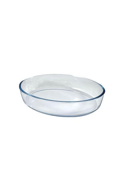 AVCI HOME MAKER Oval Glass Baking Dish, 2.4 Lt Capacity, 29.8X21.4 Cm Diameter, 6.3 Cm Height - Clear