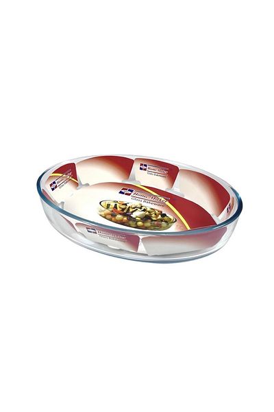 AVCI HOME MAKER Oval Glass Baking Dish, 3.2 Lt Capacity, 34.9X24.6 Cm Diameter, 6.6 Cm Height - Clear