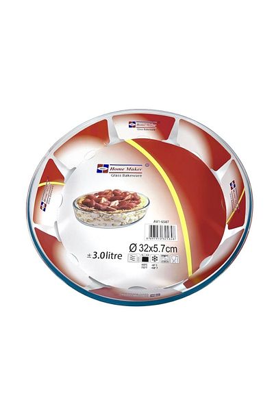 AVCI HOME MAKER Round Glass Baking Dish, 3 Lt Capacity, 32 Cm Diameter, 5.7 Cm Height